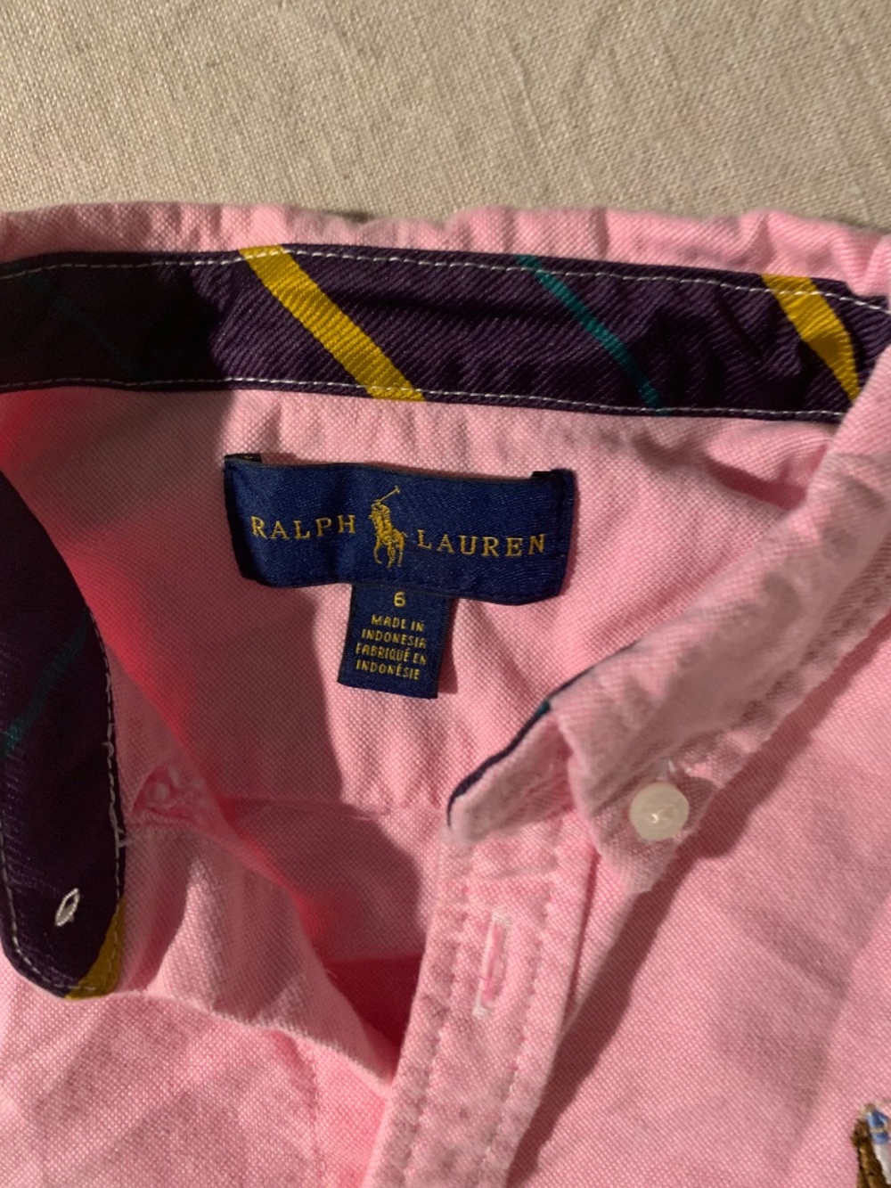 Ralph Lauren Girls Pink Oxford Button Down Shirt Pony Logo Size 6 - Picture 2 of 3